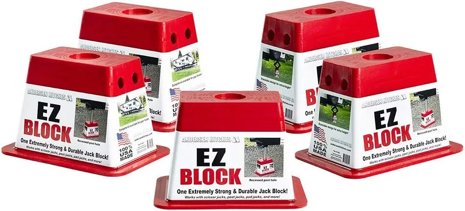 | RV Accessories | 5-Pack Trailer EZ Jack Blocks Leveling System | RV Stabilizer Stands | Heavy Duty Camper Level for RVs | 3621