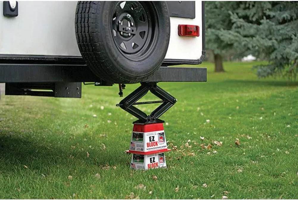 | RV Accessories | 5-Pack Trailer EZ Jack Blocks Leveling System | RV Stabilizer Stands | Heavy Duty Camper Level for RVs | 3621