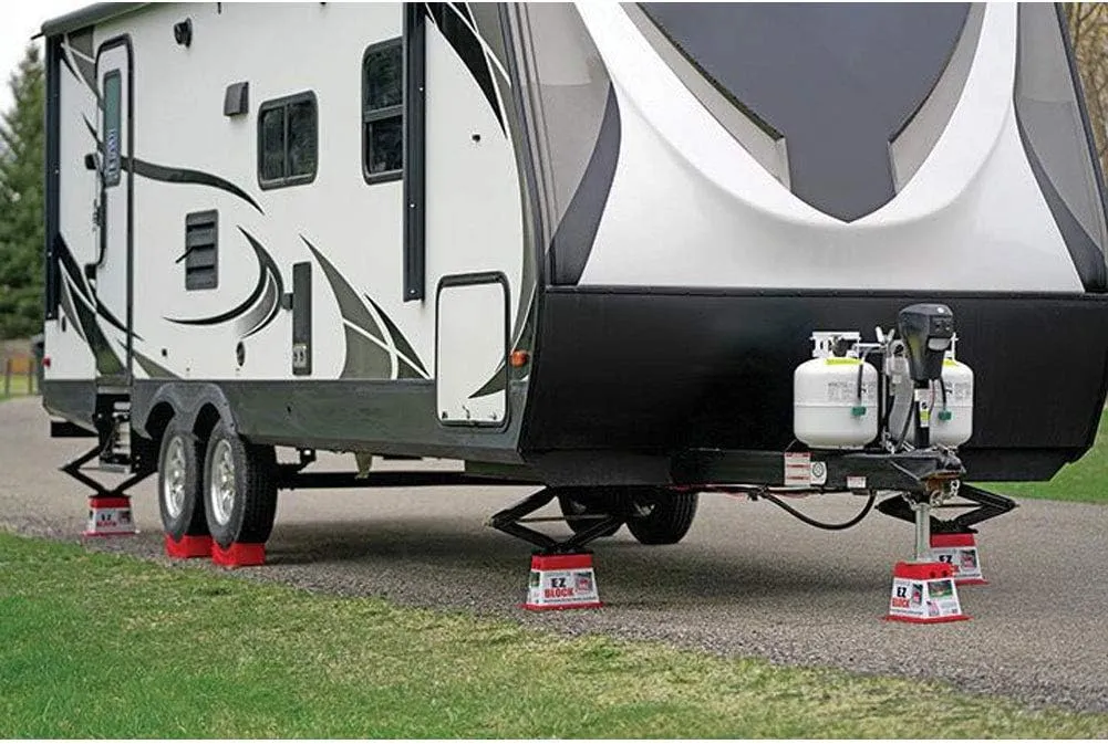| RV Accessories | 5-Pack Trailer EZ Jack Blocks Leveling System | RV Stabilizer Stands | Heavy Duty Camper Level for RVs | 3621