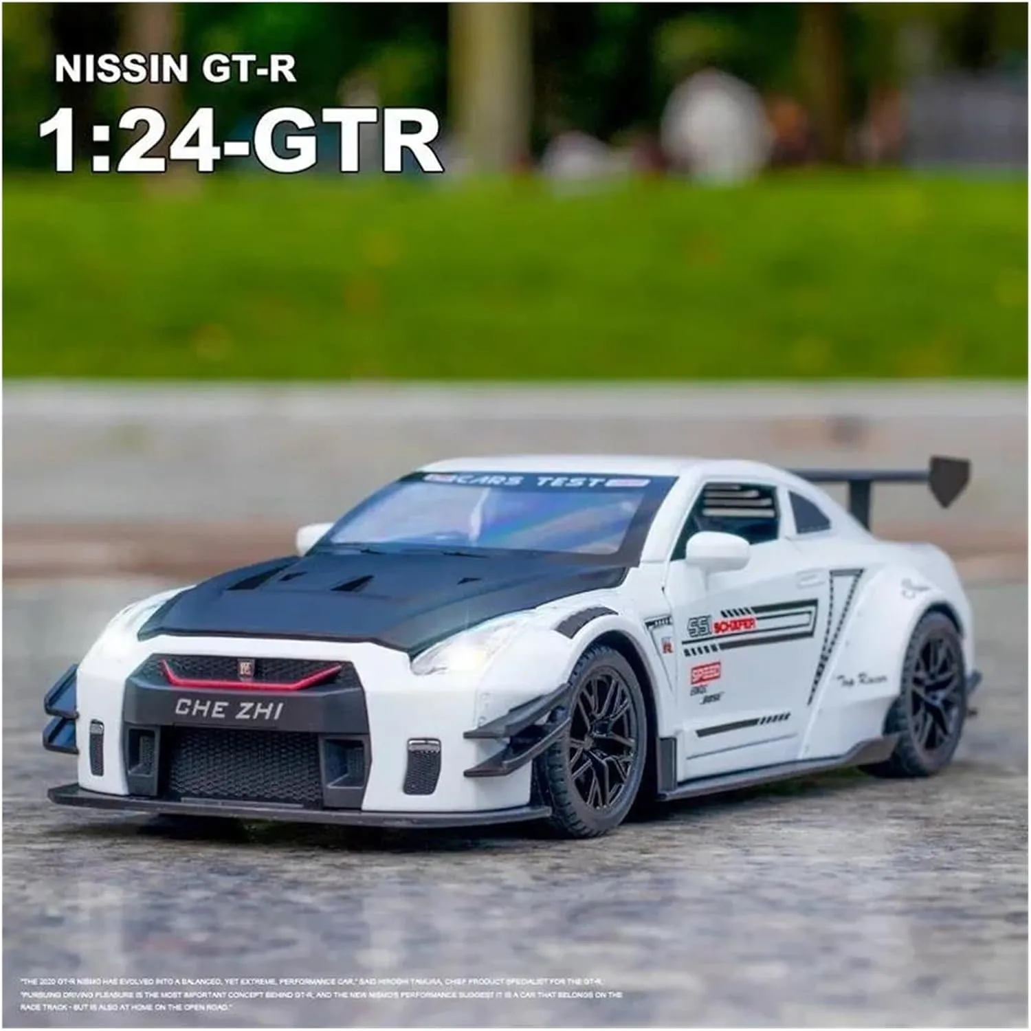 1 24 for Nissan GTR R35 Diecast Toy Vehicles Metal Toy Car Model Simulation Pull Back Collection Boy Toys Simulation Vehicle Playset(White)
