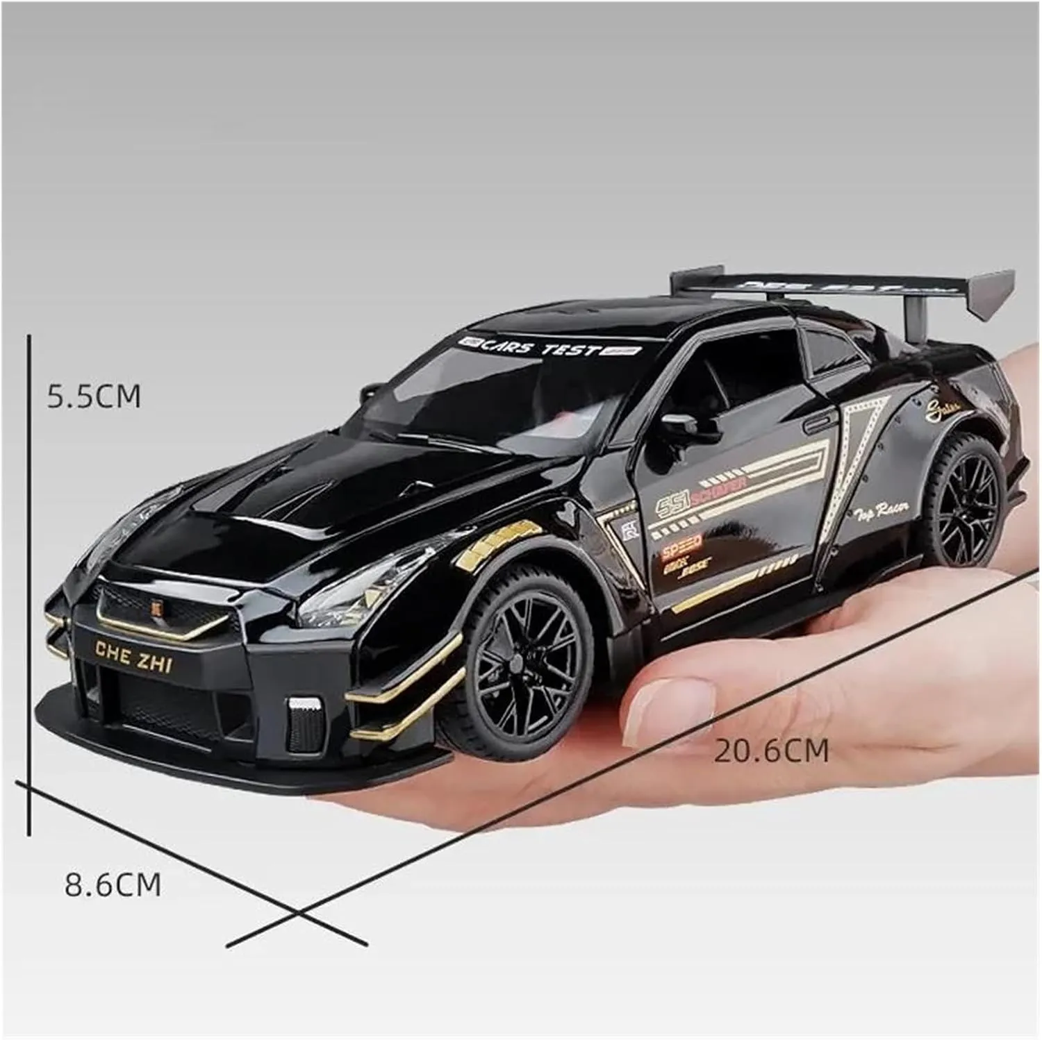 1 24 for Nissan GTR R35 Diecast Toy Vehicles Metal Toy Car Model Simulation Pull Back Collection Boy Toys Simulation Vehicle Playset(White)