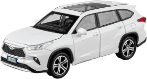 1 32 for Toyota Highlander 2023 SUV Alloy Die Cast Toy Car Model Pull Back Collectibles Boy Gift Decorations Classic Cars Collectible(White)