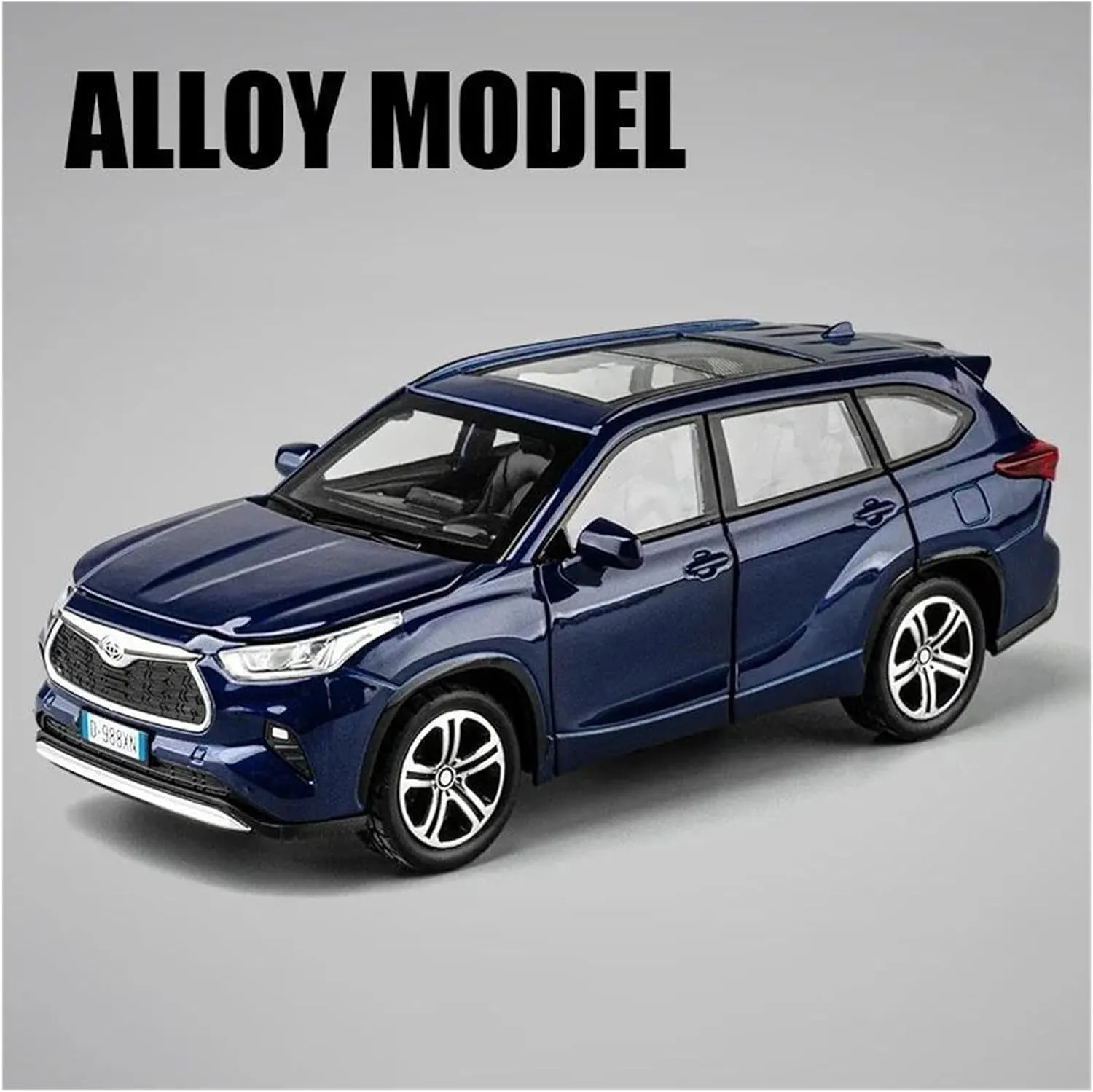 1 32 for Toyota Highlander 2023 SUV Alloy Die Cast Toy Car Model Pull Back Collectibles Boy Gift Decorations Classic Cars Collectible(White)
