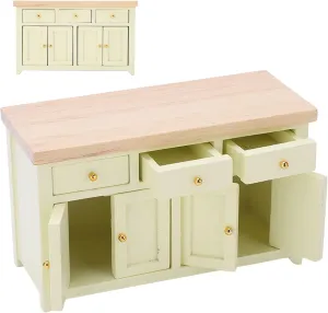 1:12 Scale Birch Miniature Dollhouse Cream Color Classic Cabinet with Pull Out Drawer Simulation