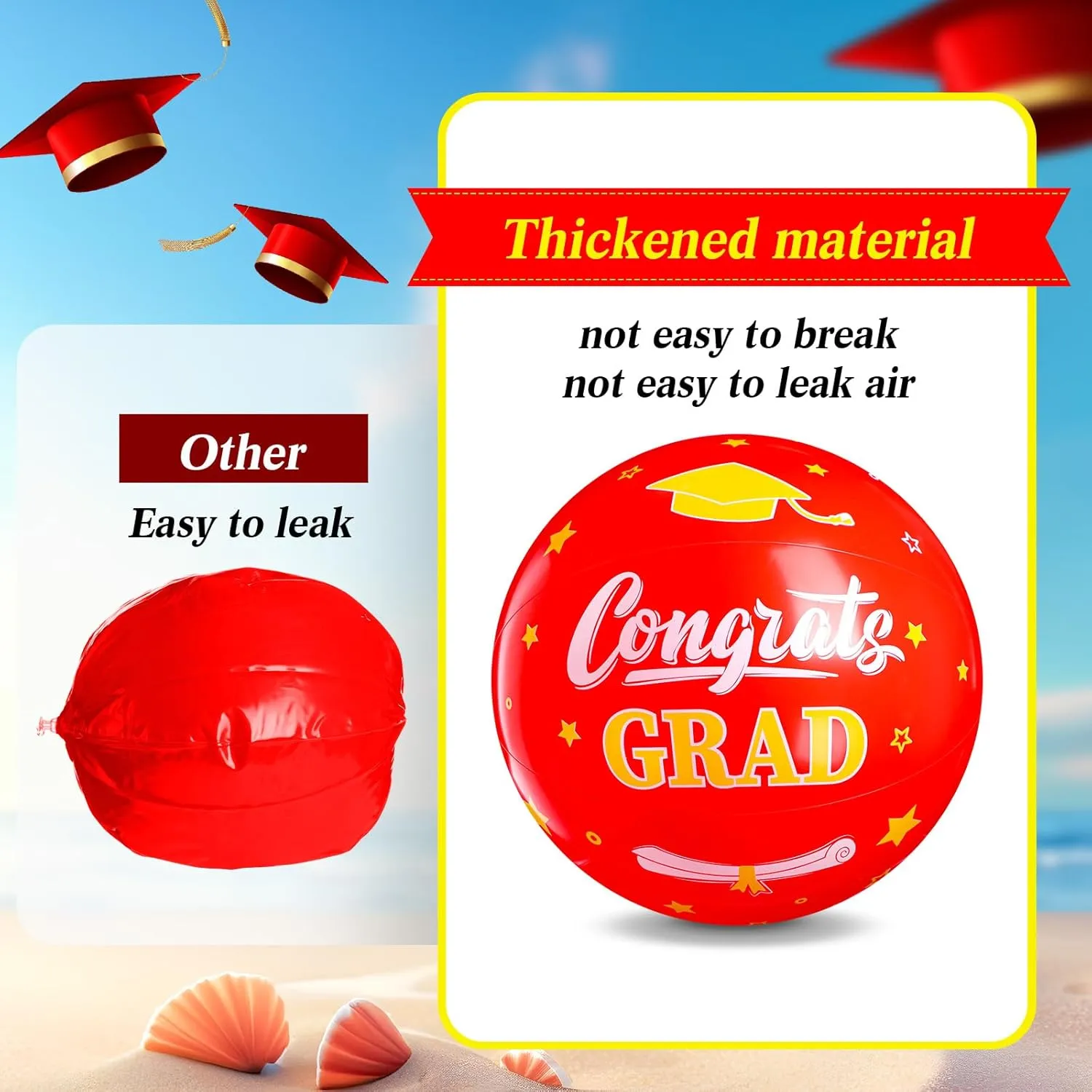 12 Pack 2025 Graduation Beach Balls 11.8" Inflatable Congrats Grad Ball Graduation Party Favors Gifts Class of 2025 Decor Sign Pool Toy for Student Seniors Teens College
