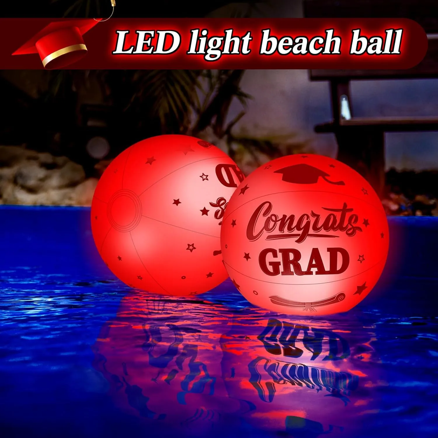 12 Pack 2025 Graduation Beach Balls 11.8" Inflatable Congrats Grad Ball Graduation Party Favors Gifts Class of 2025 Decor Sign Pool Toy for Student Seniors Teens College