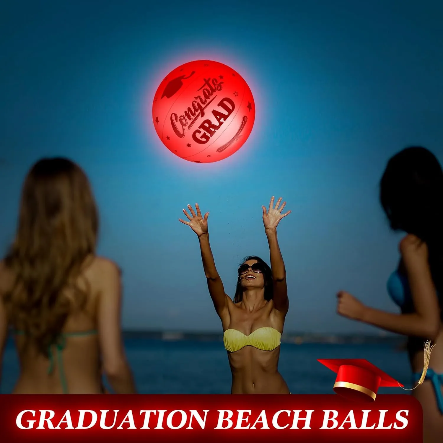 12 Pack 2025 Graduation Beach Balls 11.8" Inflatable Congrats Grad Ball Graduation Party Favors Gifts Class of 2025 Decor Sign Pool Toy for Student Seniors Teens College