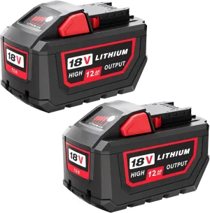 12000mAh Replacement for Milwaukee M-18 Battery Replacement for 18V 12.0 Ah Lithium-Ion High Output Battery 48-11-1865 48-11-1862 48-11-1820,Compatible with 18 Volt Power Tools and Chargers 2Pack
