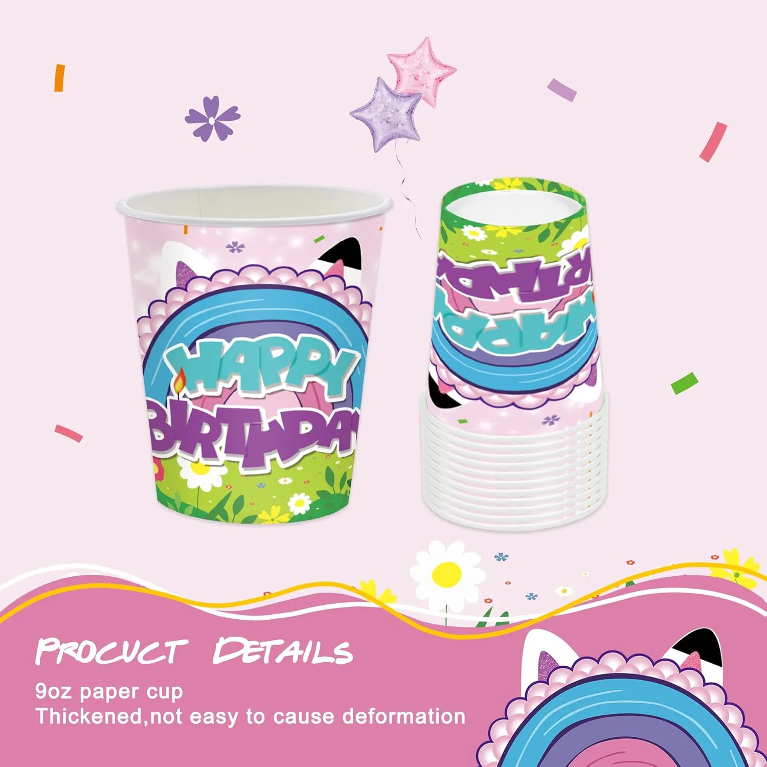 120PCS Dollhouse Party Supplies Cartoon Themed Cute Purple Party Decorations for Girl Happy Birthday Tableware Set Plates Napkins Cups Set for 20 Guests