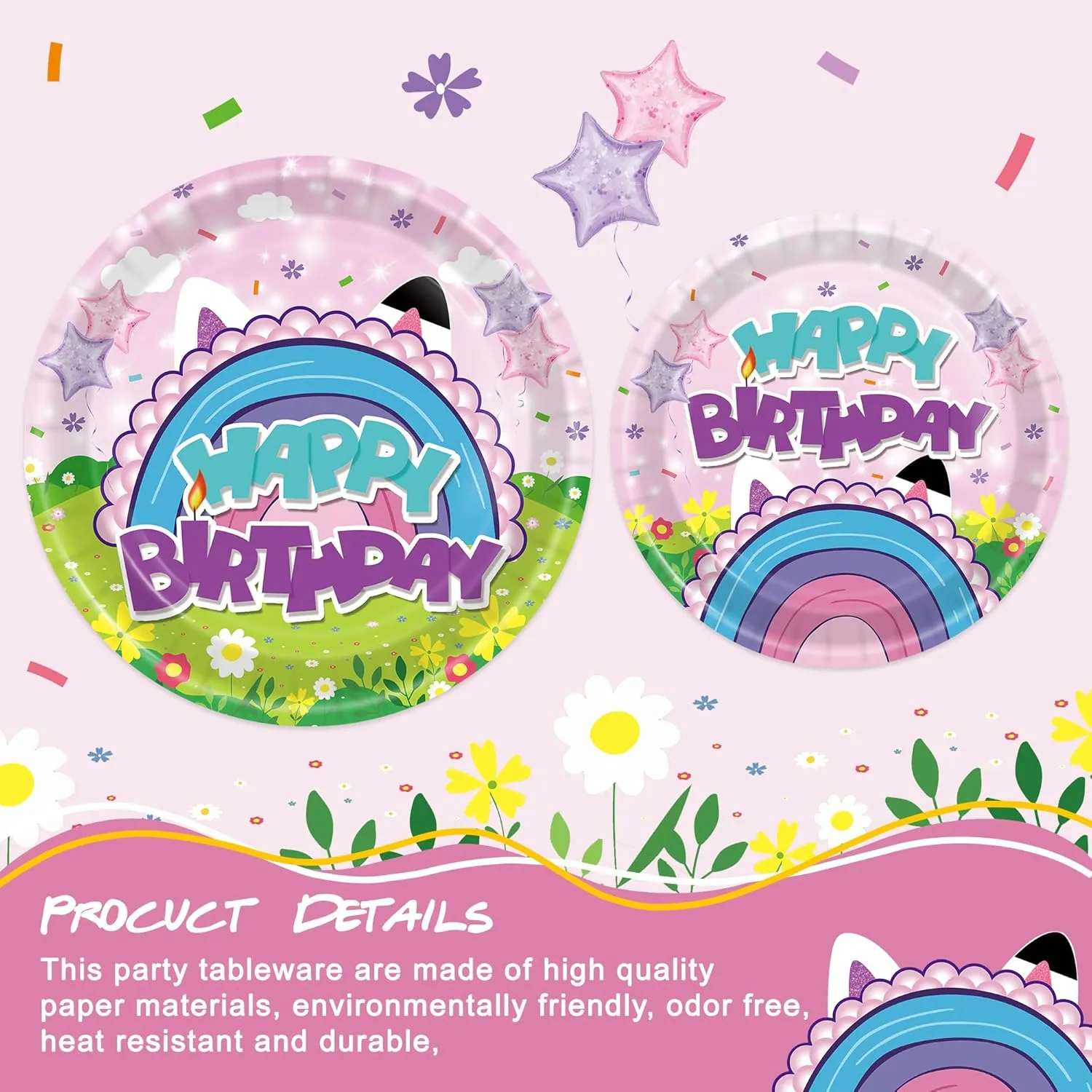 120PCS Dollhouse Party Supplies Cartoon Themed Cute Purple Party Decorations for Girl Happy Birthday Tableware Set Plates Napkins Cups Set for 20 Guests