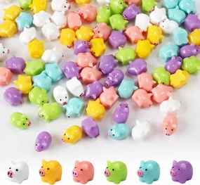 120pcs Mini Resin Pigs, Tiny Pigs Miniature Piggy Decorations Cute Animals Figures for Garden Landscape Dollhouse Birthday Party (6 Colors)