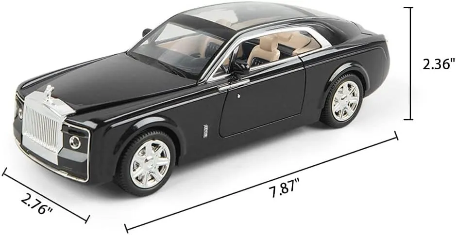 1/24 Rolls-Royce Sweptail Toy Car Alloy Diecast Collectible Model Car for Kids Gift, Pull Back Toy Car with Sound and Light, Classic Double Door, Car Logo Can be Folded