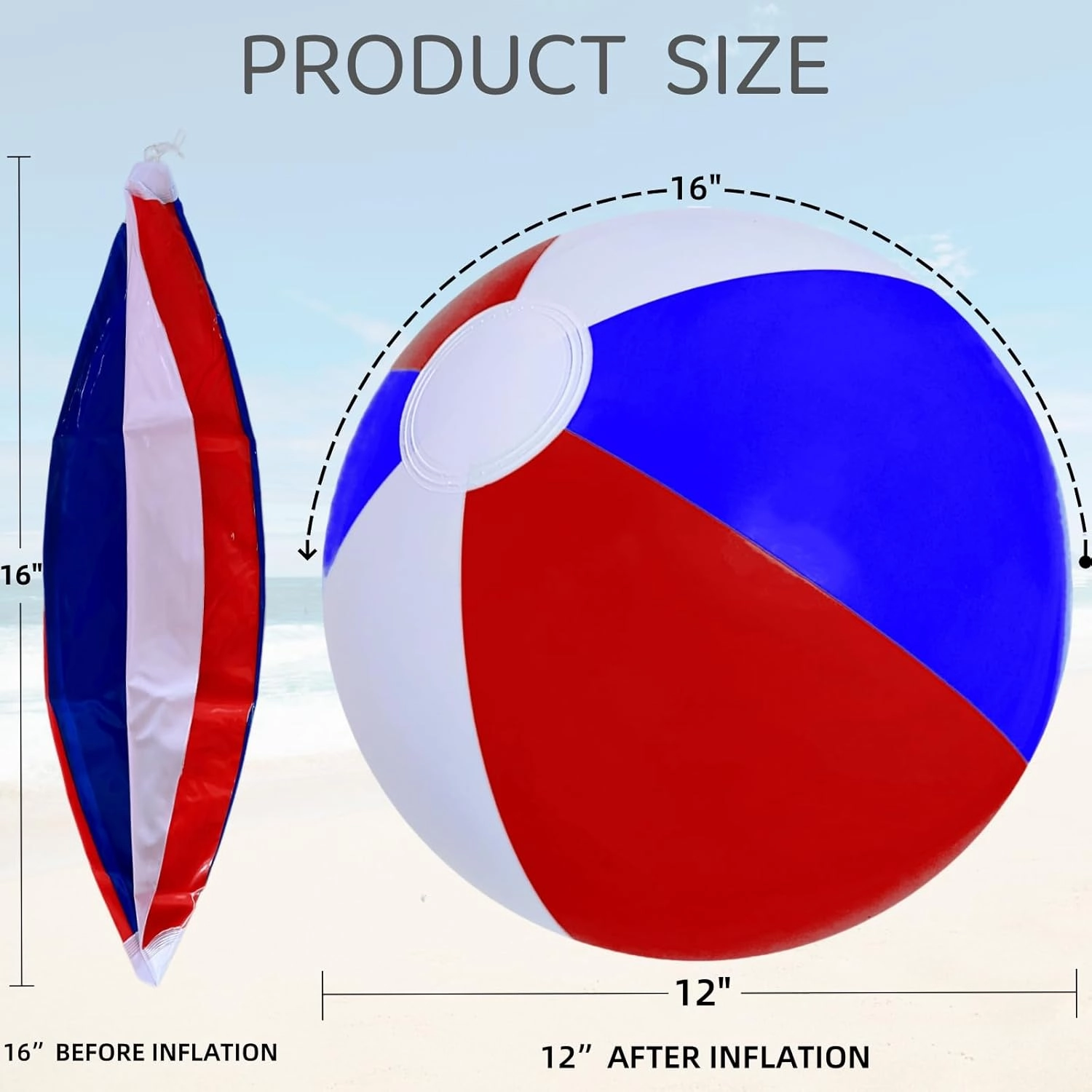12" Beach Balls Bulk 12 Pack Inflatable Pool Ball for Kids Summer Water Games Party Supplies