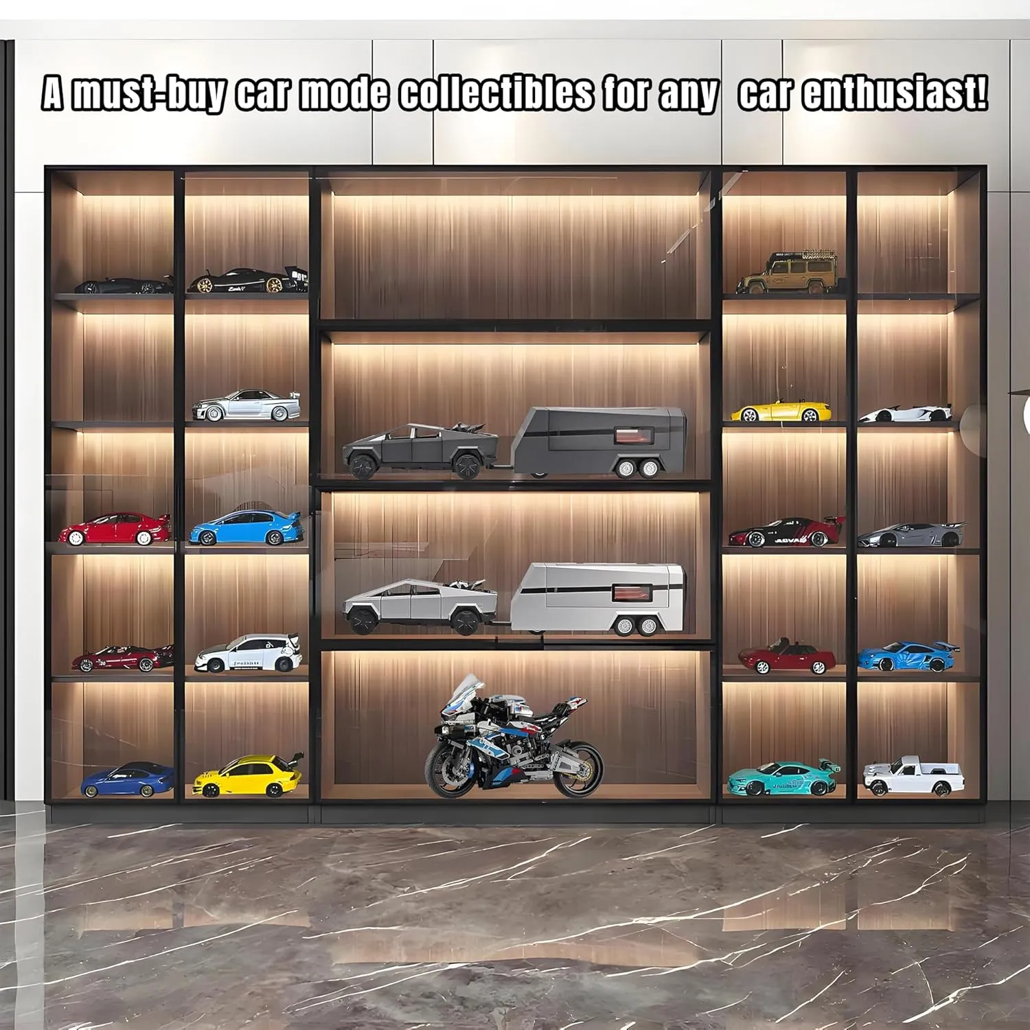 1/32 PickTruck Toy for Kids, Pickup Trailer RV Model Kit with Beach Motorcycle, Diecast Metal RV Car Model Pickup Truck Toy with Sound/Light/Pull Back Power, Ideal Gift for Boys Aged 6 and Up (Silver)