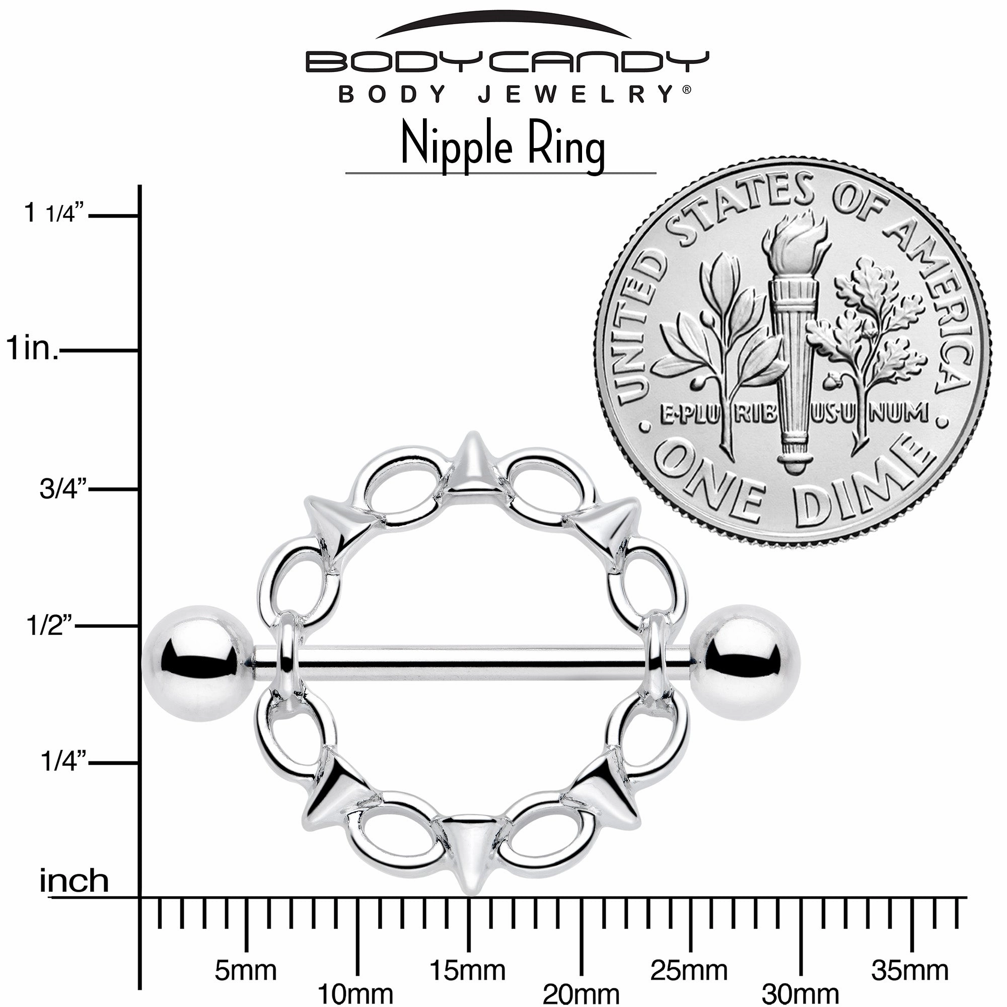 14 Gauge 9/16 Links And Spikes Nipple Shield Set