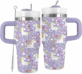 14oz Cute Tumbler with Handle and Straw, Stainless Steel Vacuum Insulated Tumblers, Birthday Gifts for Daughter, Sister, Girls, Keeps Cold for 10 Hours