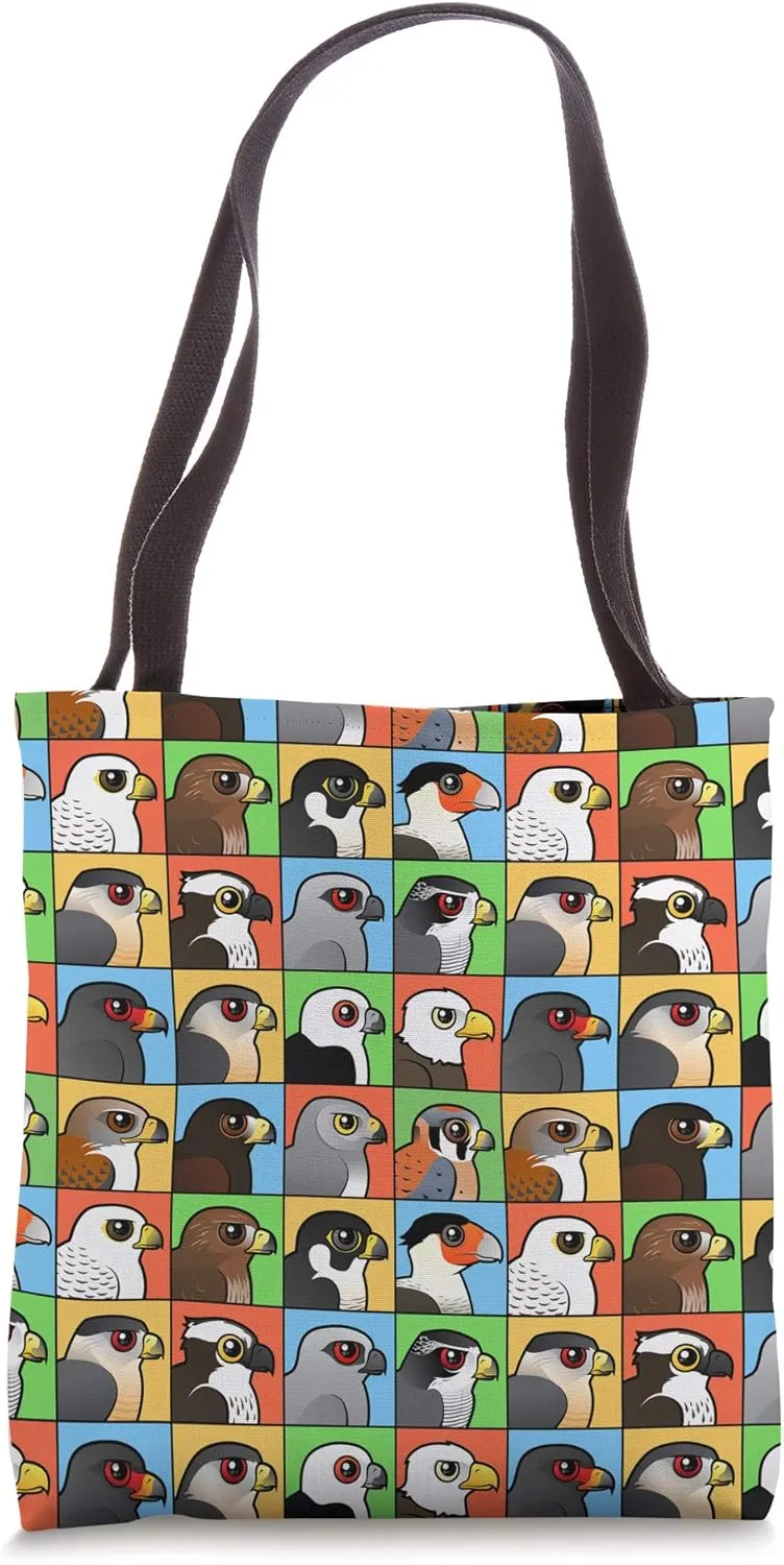 16 Cute Cartoon Birds of Prey Birdorable Raptors Tote Bag