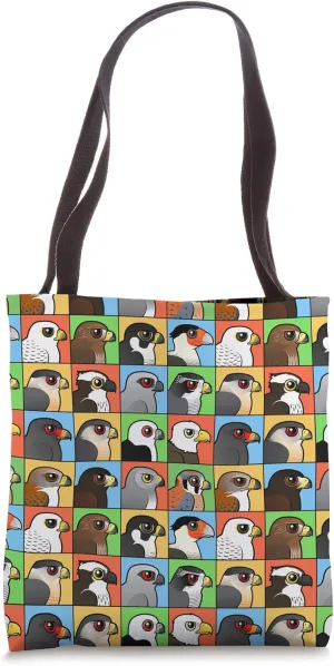 16 Cute Cartoon Birds of Prey Birdorable Raptors Tote Bag