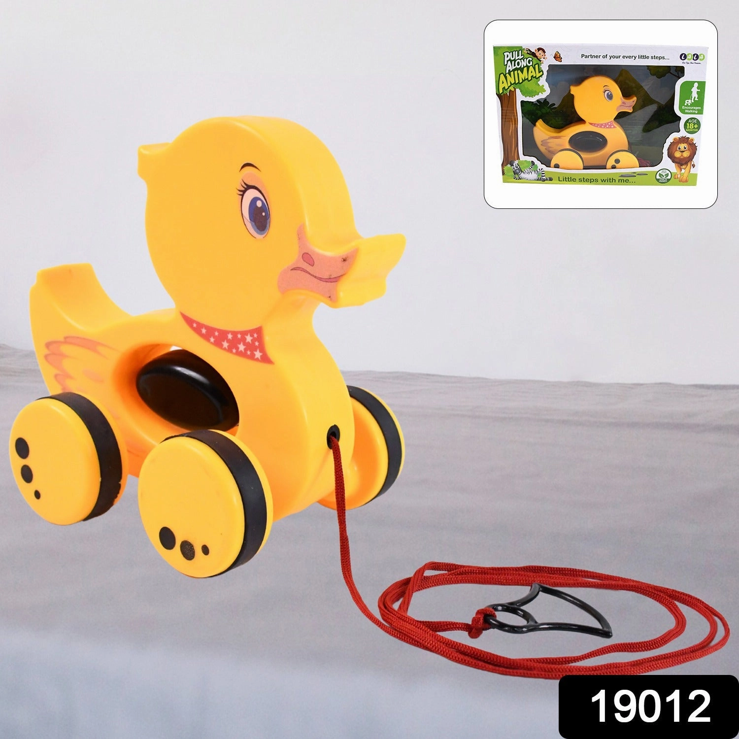 19012 Pull Along Toy with Attractive Design, Developmental Toy for 1-Year-Old Girl Boy (Duck)