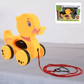 19012 Pull Along Toy with Attractive Design, Developmental Toy for 1-Year-Old Girl Boy (Duck)