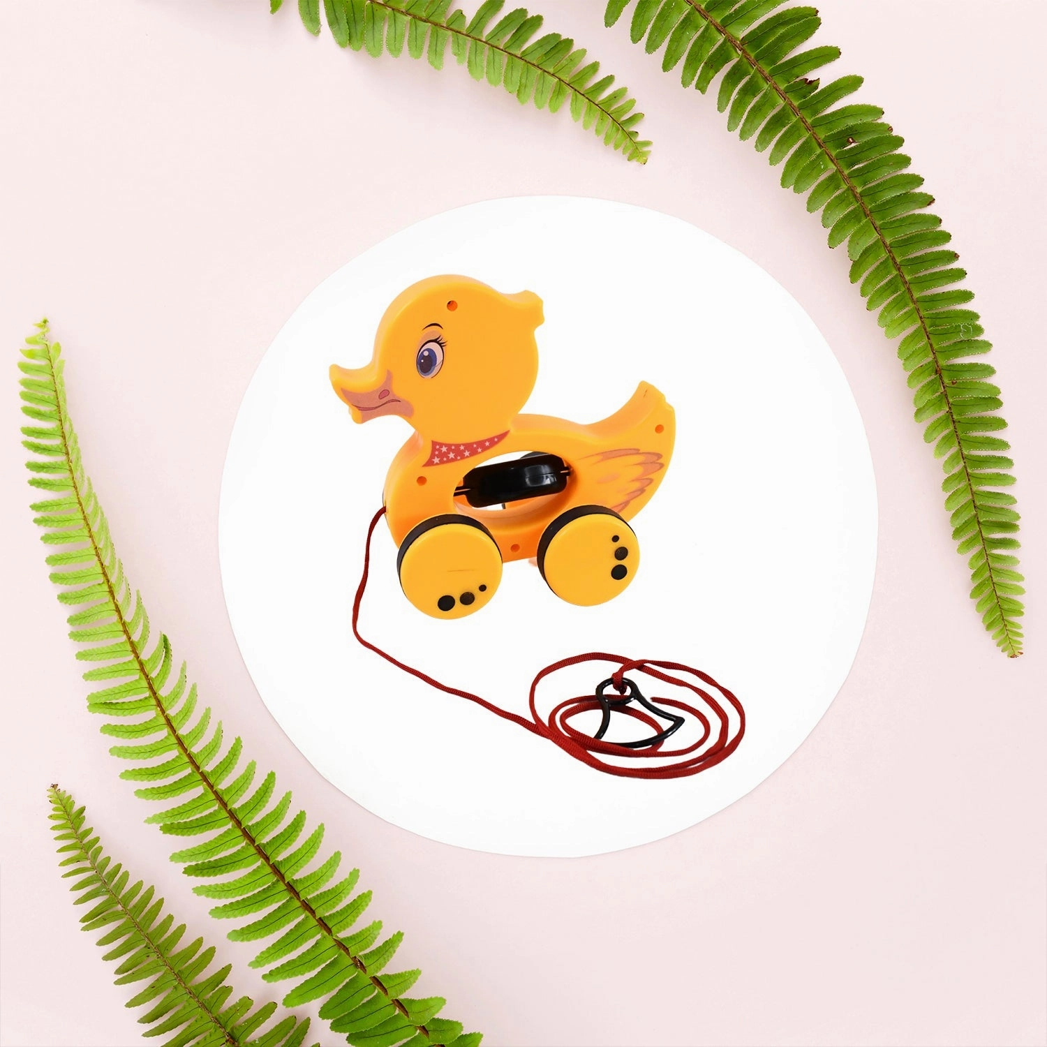 19012 Pull Along Toy with Attractive Design, Developmental Toy for 1-Year-Old Girl Boy (Duck)