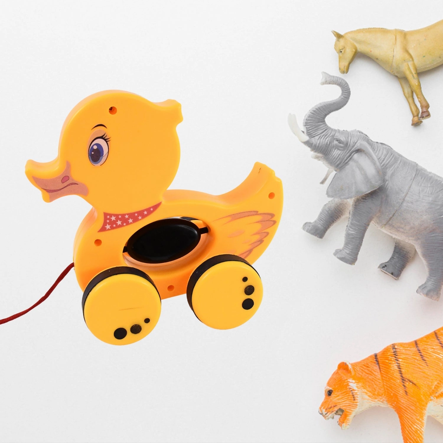 19012 Pull Along Toy with Attractive Design, Developmental Toy for 1-Year-Old Girl Boy (Duck)