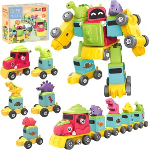 19.6" Dinosaur Toys for Boys Age 4 5 6 7 8,Large 5 in 1 Train Robot Building Blocks Boys Toys,Easy to Assemble,DIY STEM Kits Take Apart Transform Kid Toy,Party Christmas Birthday Gifts for Boys Girls