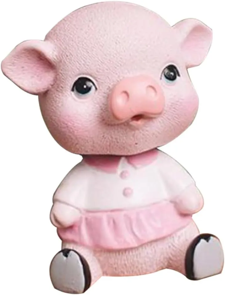 1pc Cute Nodding Pig Decoration for Home Car Creative Piggy Shaking Toy for Drivers Cake Decor for Birthdays Parties