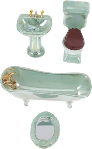 1Set Furniture Bath Model for Dollhouse Ceramic Bathroom Accessories Adornment Compact Design for Miniature Collectors