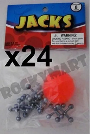 2 Dozen Sets- Jacks and Ball -Classic Children's Game Party Favor Toy- (24 Sets)