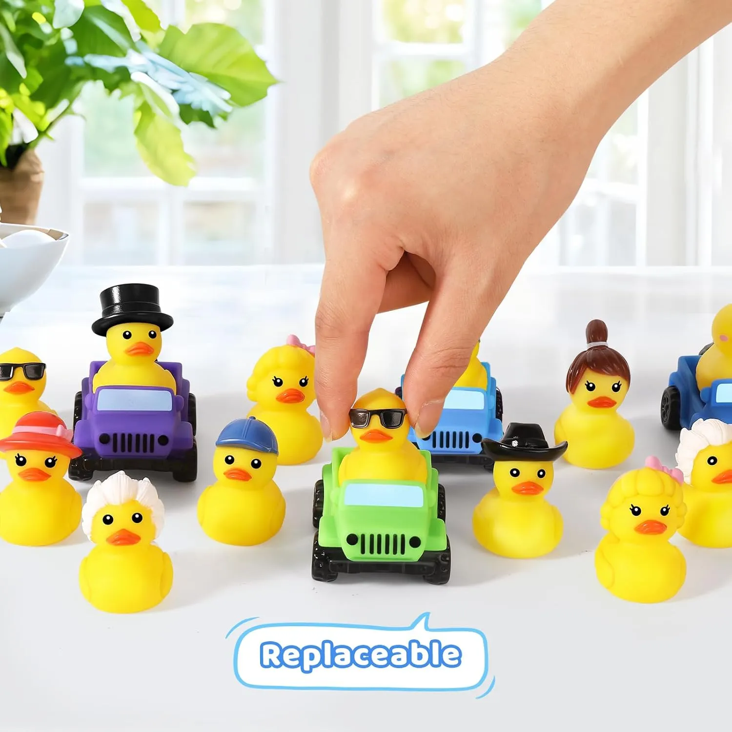 20 Pcs Rubber Ducks for Jeeps, 2.8 Inch Ducks for Jeeps, Ducks for Ducking 10 Rubber Ducks Assortment with 10 Cars, Collection Ducks for Jeeps, Birthday Gifts Party Favors, Baby Bath Toy