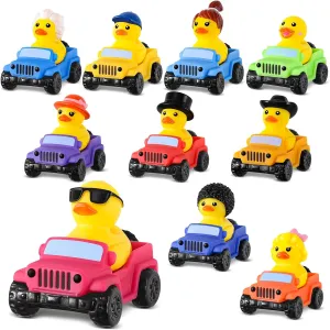 20 Pcs Rubber Ducks for Jeeps, 2.8 Inch Ducks for Jeeps, Ducks for Ducking 10 Rubber Ducks Assortment with 10 Cars, Collection Ducks for Jeeps, Birthday Gifts Party Favors, Baby Bath Toy