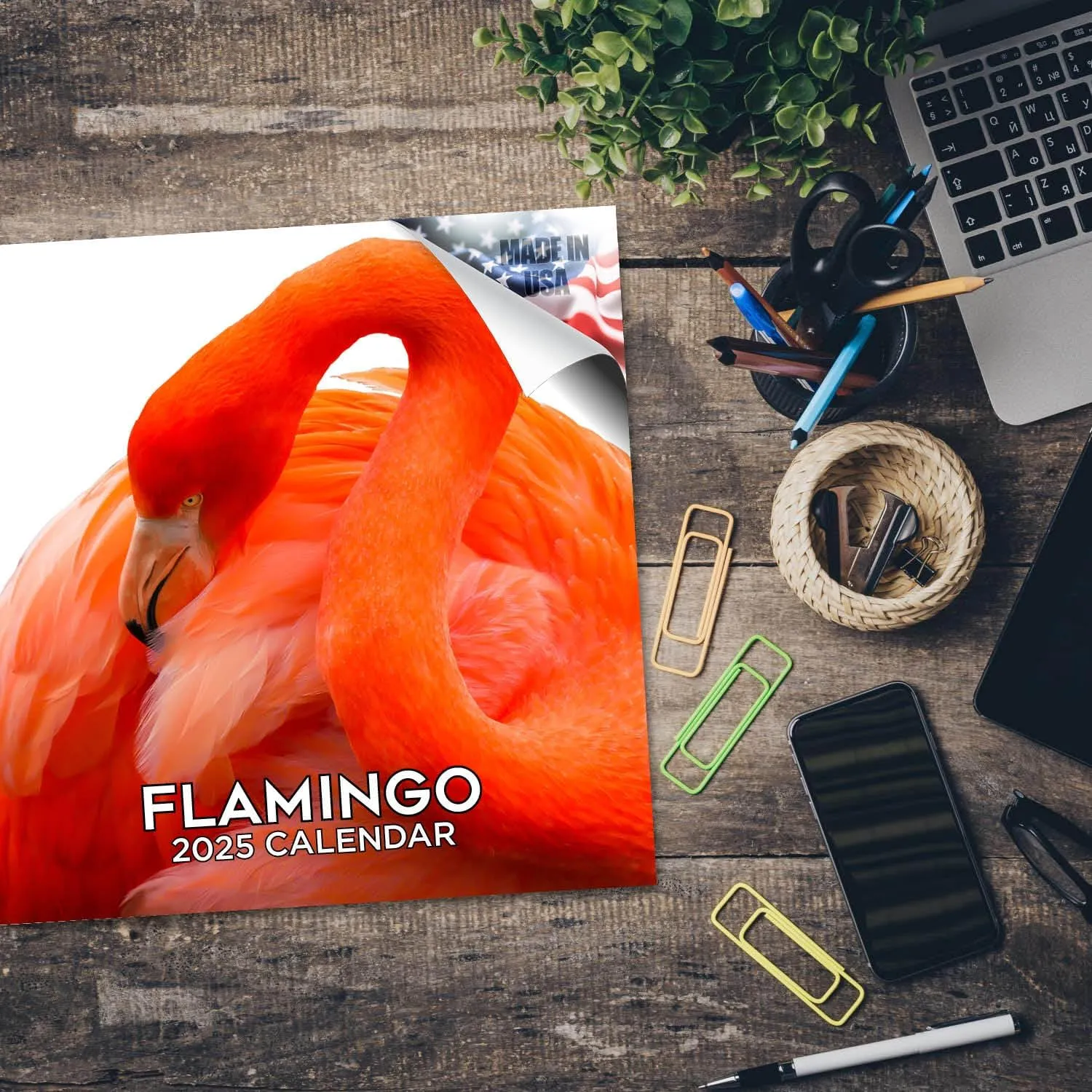 2024 2025 Flamingo Calendar - Cute Wildlife Monthly Wall Calendar - 12 x 24 Open - Thick No-Bleed Paper - Giftable - Academic Teacher's Planner Calendar Organizing & Planning