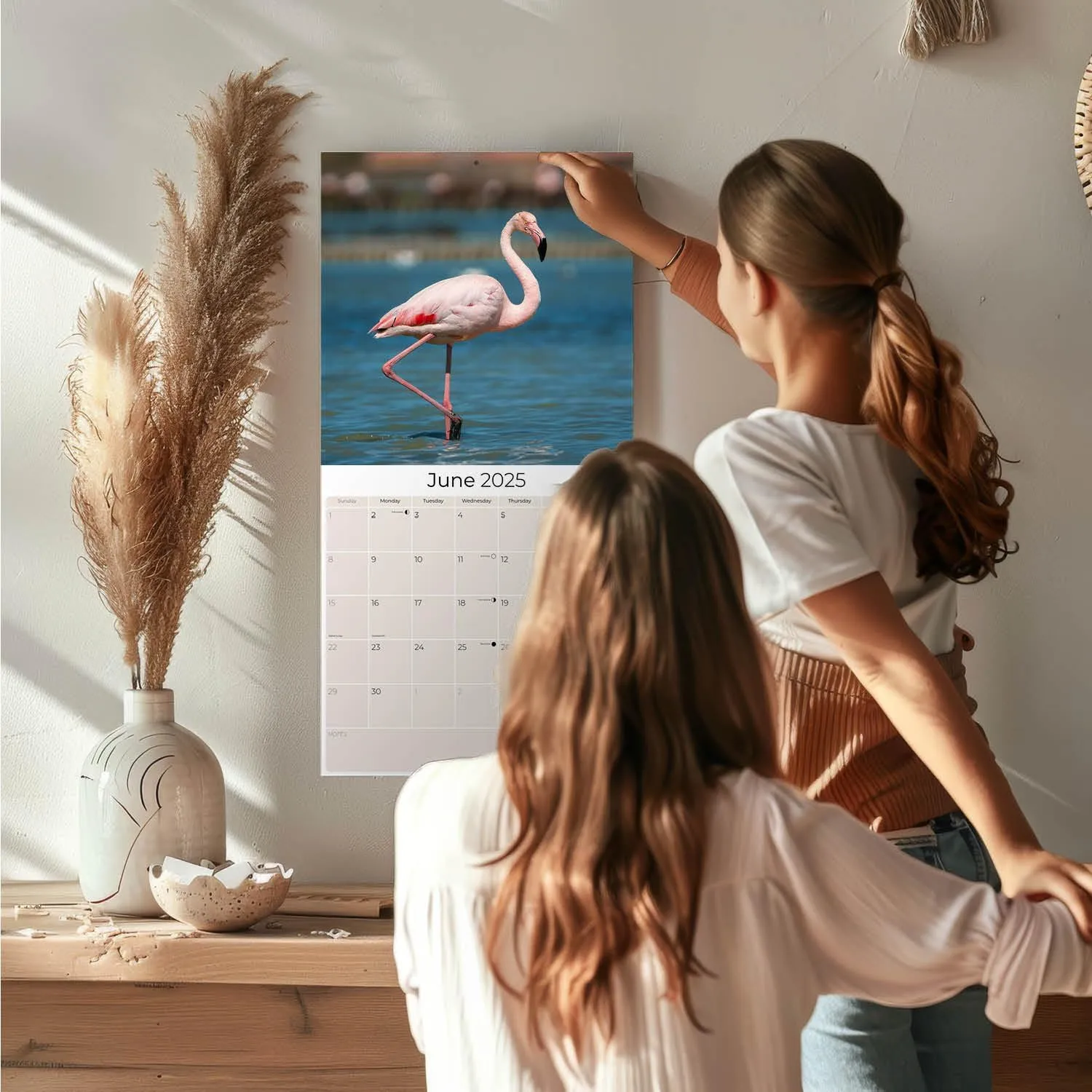 2024 2025 Flamingo Calendar - Cute Wildlife Monthly Wall Calendar - 12 x 24 Open - Thick No-Bleed Paper - Giftable - Academic Teacher's Planner Calendar Organizing & Planning