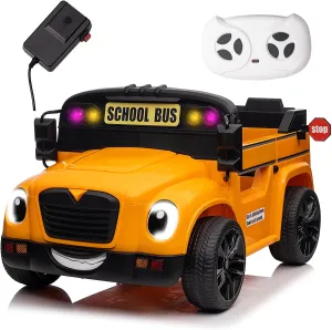 2025 Ride on School Bus Kids 24V 4WD EVA Hybrid Rubber Tires Ride On Truck Kids Electric Vehicles with Remote Control with Powerful Batteryed Wheel for Best Gift for Boys and Girls, Orange