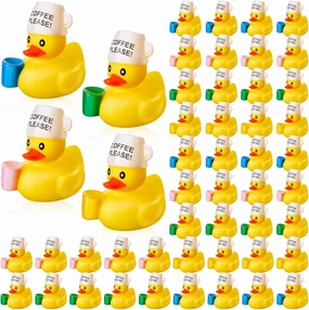 24 Pcs Coffee Please Rubber Ducks 2 Inch Coffee Lover Ducks Cafe Bar Dashboard Decoration Gifts for Party Office Desktop Decor Home