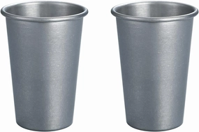 2 PACK Retro Camping Cup Vintage Stainless Steel Single Layer Cooler Cup Sippy Cup Stackable Drinkware Outdoor Travel Metal Mug Portable Durable Backpacking Picnic Tableware (400ml)