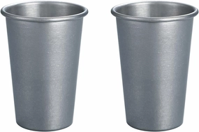 2 PACK Retro Camping Cup Vintage Stainless Steel Single Layer Cooler Cup Sippy Cup Stackable Drinkware Outdoor Travel Metal Mug Portable Durable Backpacking Picnic Tableware (500ml)