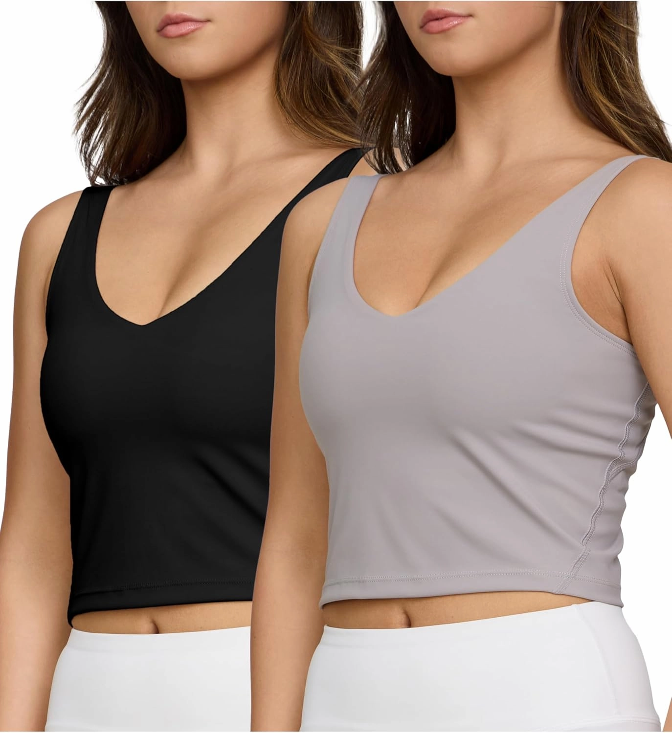 2 Pack Sports Bras for Women Medium Support No Underwire Longline Workout Tops for Womens Tops with Removable Padding