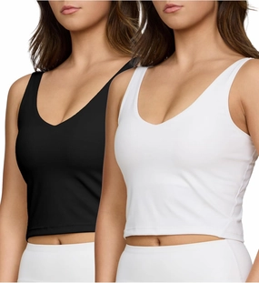 2 Pack Sports Bras for Women Medium Support No Underwire Longline Workout Tops for Womens Tops with Removable Padding