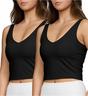 2 Pack Sports Bras for Women Medium Support No Underwire Longline Workout Tops for Womens Tops with Removable Padding