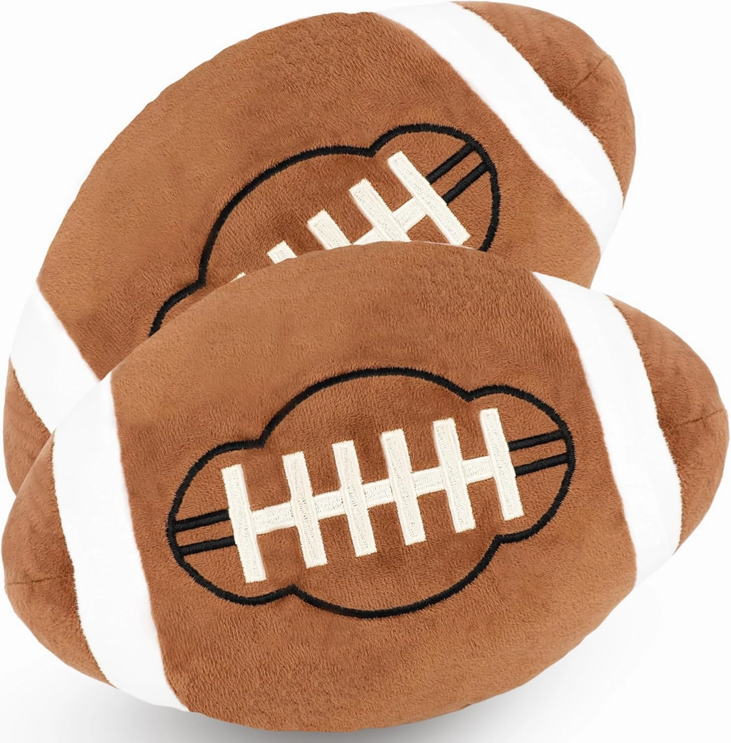 2 Pcs 12 Inch Football Plush Pillow Fluffy Stuffed Football Throw Pillows Soft Sports Throw Pillows for Kids Birthday Party Supply Gifts Bedroom Sofa Decor