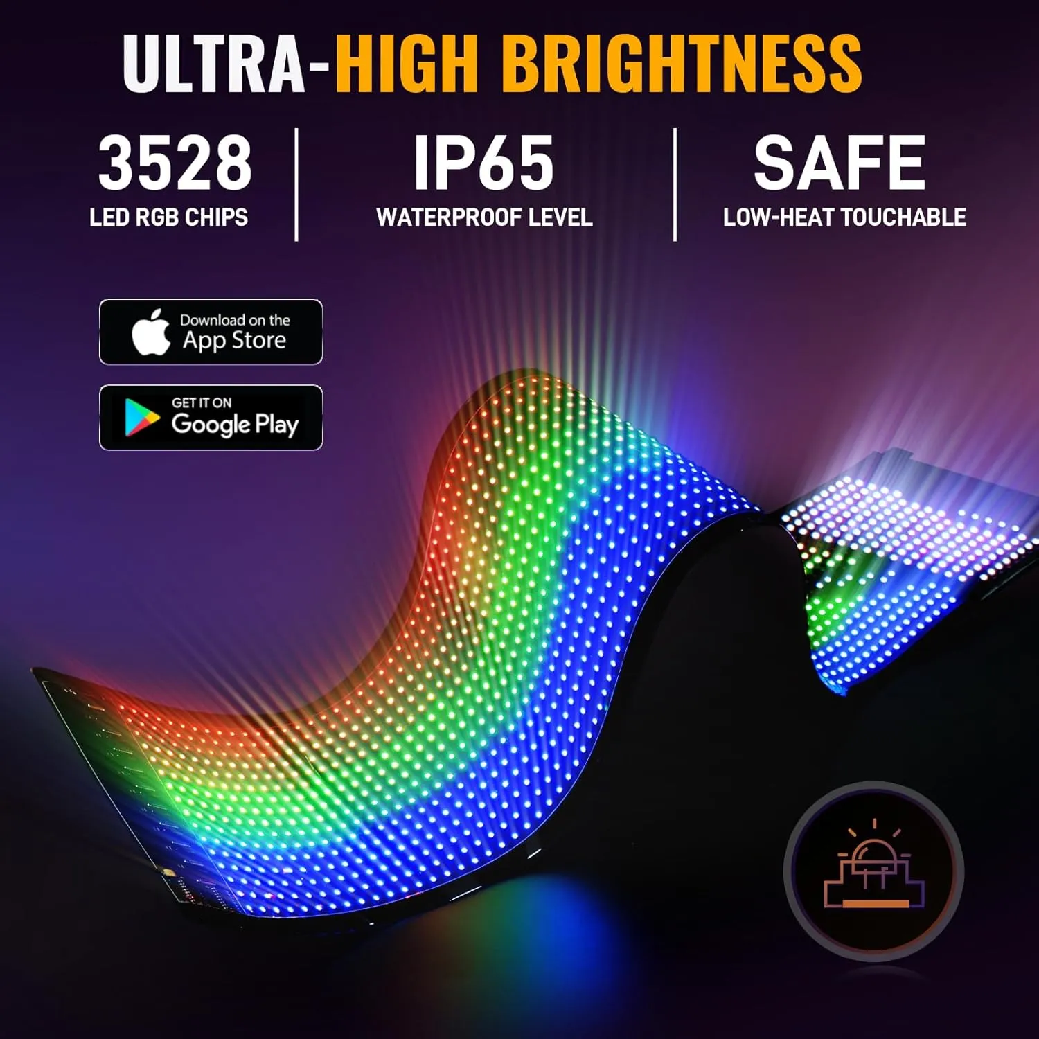 2PCS Synchronized Devil Eyes Light for Truck, 23.4”X4.7” Flex Car Window LED Display Screen, Dynamic Colorful Eye Lamp Programmable LED Eyes for Car Truck Windshield