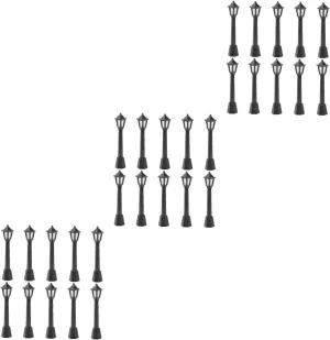 30pcs Street Lights for Dollhouse Decoration Black Microscopic Model Lamps Construction for Miniature Railway Landscape Layouts
