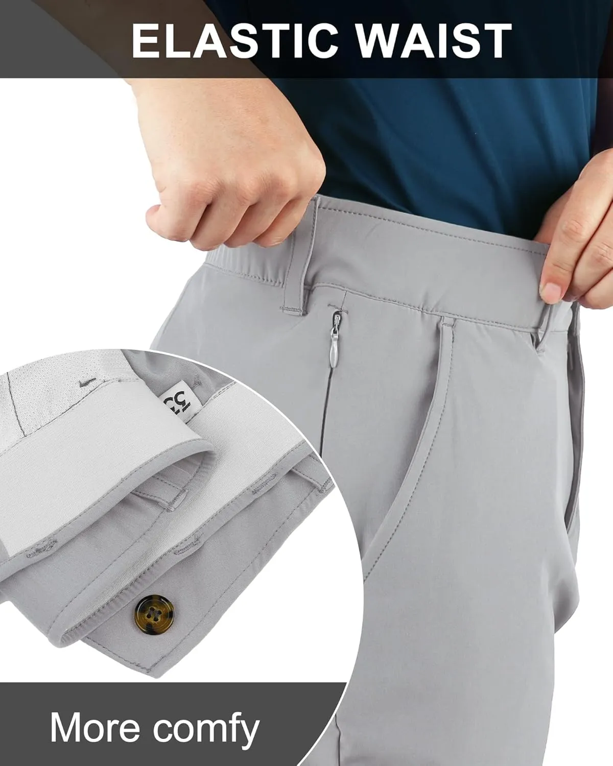 33,000ft Men's Golf Pants with 5 Pockets Classic-Fit Stretch Quick Dry Lightweight UPF 50  Hiking Pants