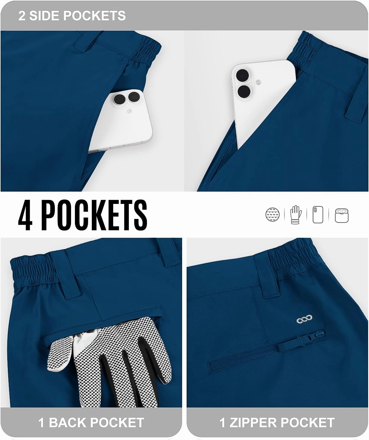 33,000ft Mens Golf Shorts 9 inch Inseam Quick Dry Elastic Waist Classic-Fit Drawstring Dress Shorts Hiking Fishing Business