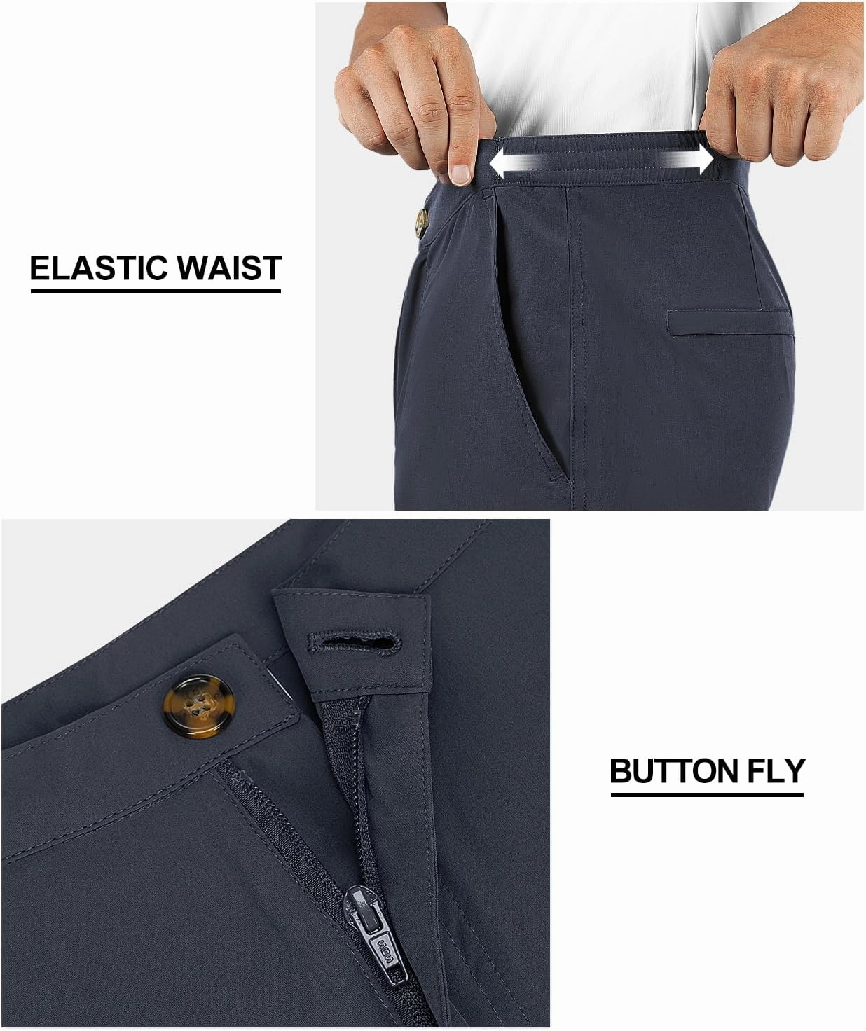 33,000ft Mens Golf Shorts 9 inch Inseam Quick Dry Elastic Waist Classic-Fit Drawstring Dress Shorts Hiking Fishing Business