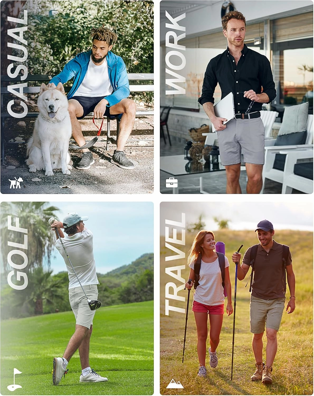 33,000ft Mens Golf Shorts 9 inch Inseam Quick Dry Elastic Waist Classic-Fit Drawstring Dress Shorts Hiking Fishing Business
