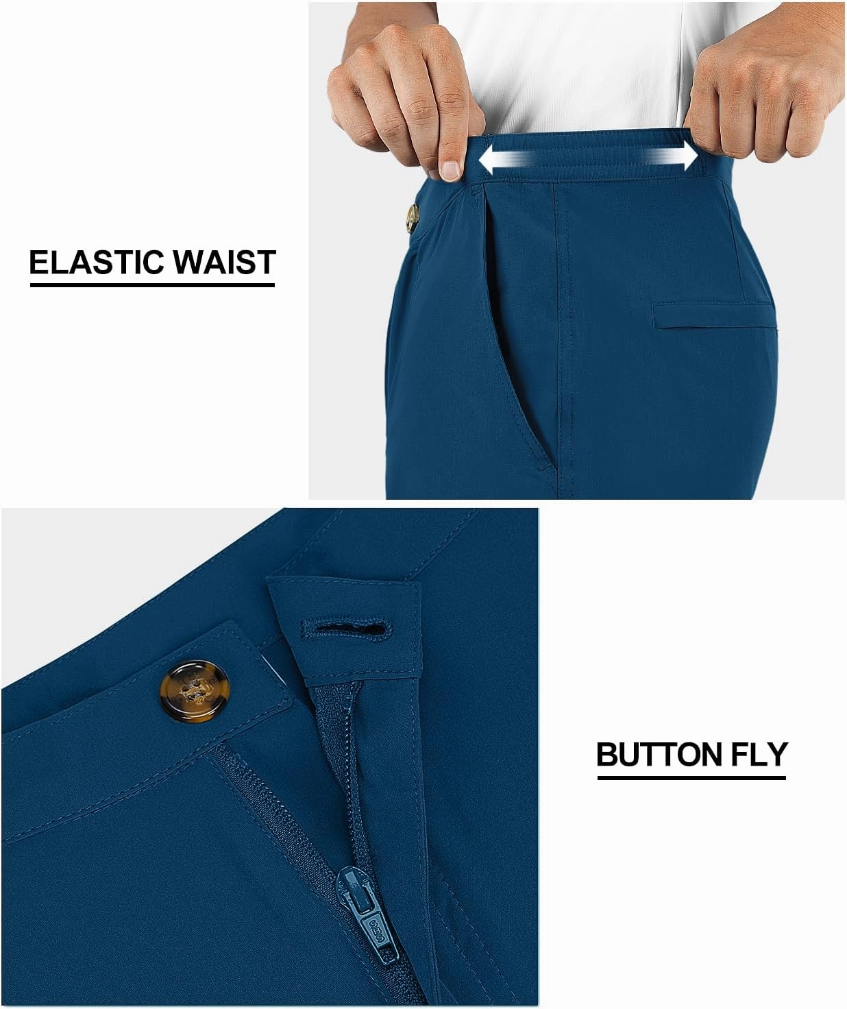 33,000ft Mens Golf Shorts 9 inch Inseam Quick Dry Elastic Waist Classic-Fit Drawstring Dress Shorts Hiking Fishing Business