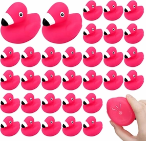 36 Pcs Pink Flamingo Rubber Duckies Floating Flamingos Bath Toys Mini Squeaky Rubber Ducks for Shower Birthday Party Favors Carnival Gift Car Decor